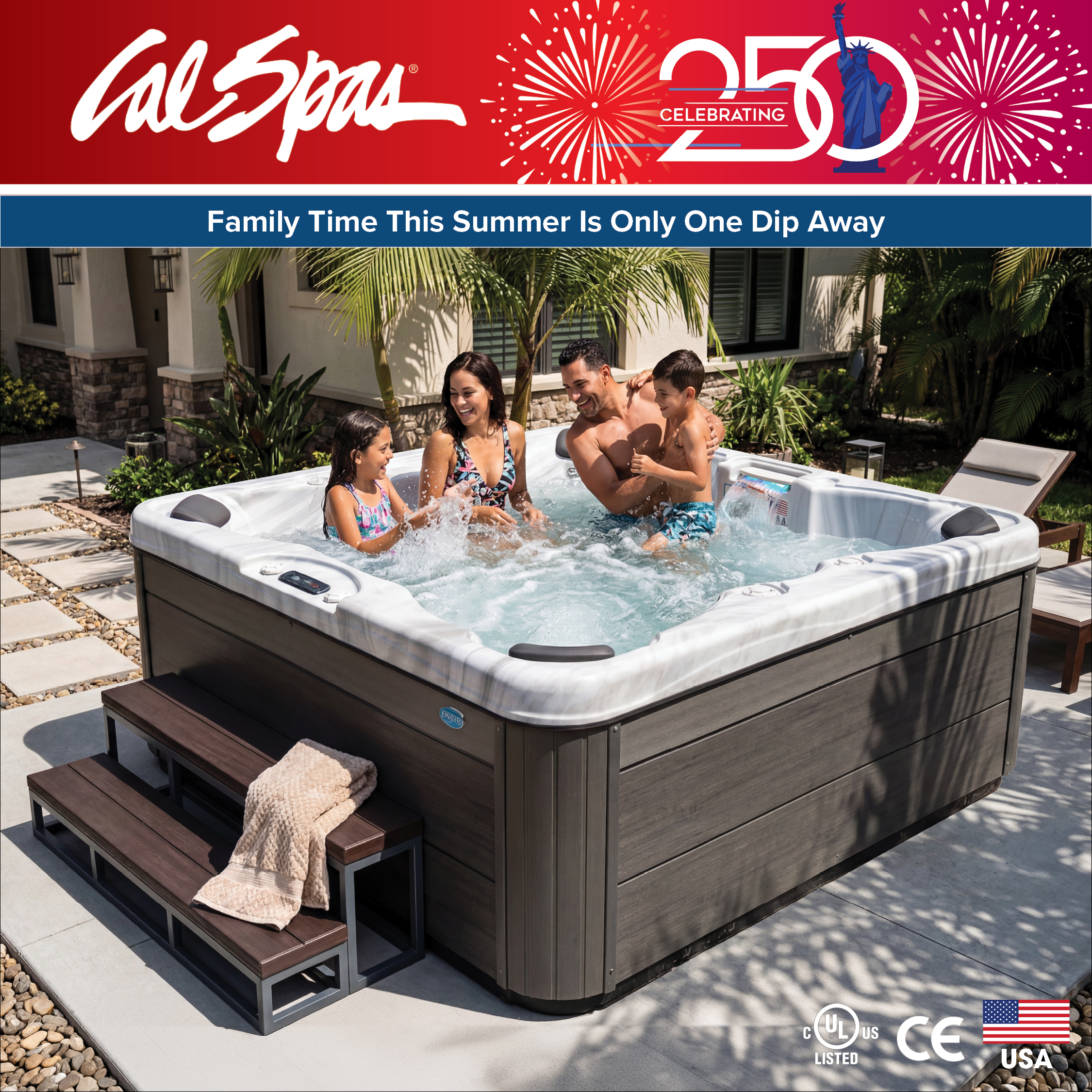 Calspas hot tub being used in a family setting - Gulfport